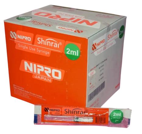 NIPRO SHINRAI SINGLE USE SYRINGE WITH NEEDLE 2ML 24G - 100Units