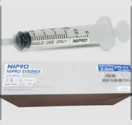 NIPRO NIC SINGLE USE SYRINGE WITH NEEDLE 2.5ML 24G PACK SIZE 100PCS