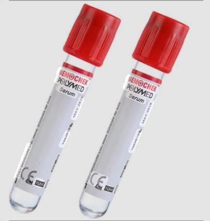 VACUUM CLOT TUBES 4ML HEMO CHECK POLYMED VIAL ( PACK SIZE - 100PCS )