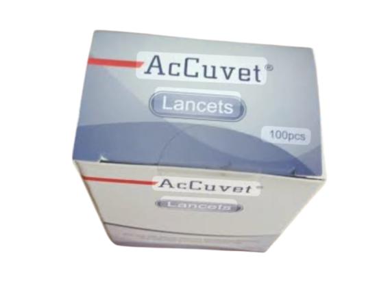 ACCUVET ON CALL LANCETS BLOOD SAMPLE FOR TESTING OFTEN BY DIABETIC PATIENTS TO CHECK BLOOD GLUCOSE LEVELS (PACK SIZE 100PCS)