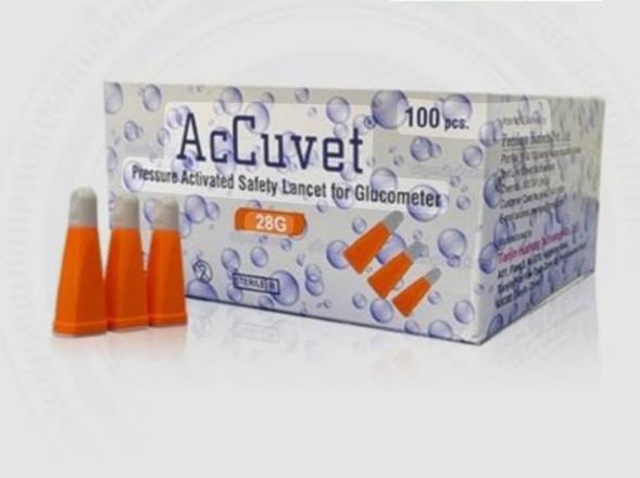 ON CALL GLUCO METER ACCUVETED SAFETY LANCETS 28G (PACK SIZE 100PCS)