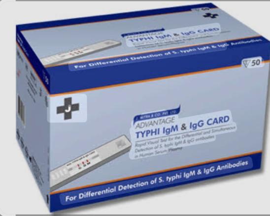 ADVANTAGE TYPHIDOT TYPHI TYPHIOED IGG/IGM CARD (PACK SIZE 50TEST)