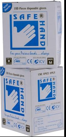 DISPOSABLE SAFE HAND GLOVES NON STERILE (PACK SIZE 100PCS)