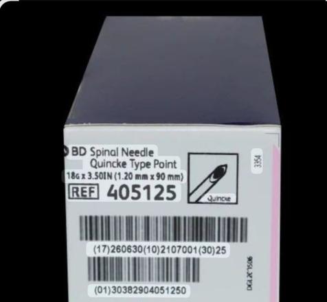 BD SPINAL NEEDLES 18G (PACK SIZE 25PCS)