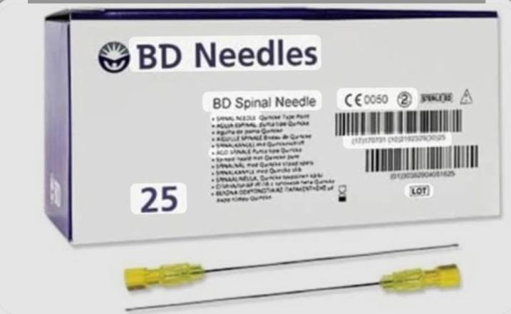 BD SPINAL NEEDLES 26G (PACK SIZE 25PCS)