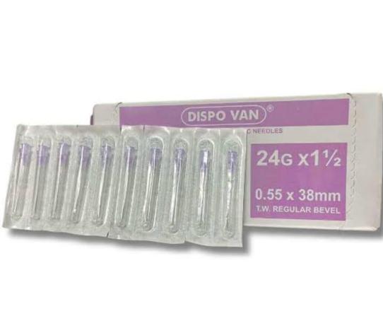 HMD DISPOVAN STERILE SINGLE USE HYPODERMIC NEEDLES 24G (PACK SIZE 100PCS)