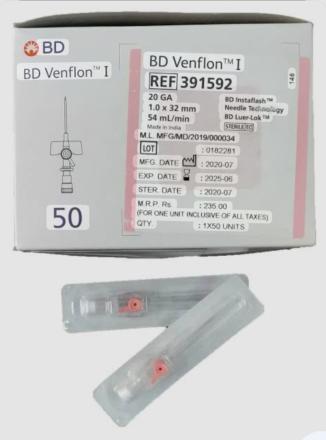 BD VENFLON INTRAVENOUS CANNULAS MEDICAL DEVICE 20G (PACK SIZE 50PCS)