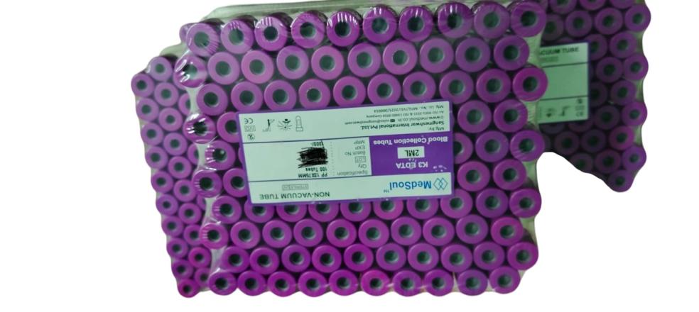 MEDSOUL NON VACCUM TUBE EDTA K3 2ML BLOOD COLLECTION TUBE PACK SIZE (100TEST)