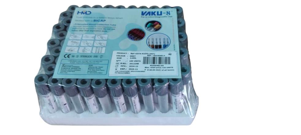 HMD VAKU-8 NAF+EDTA SUGAR (FE) [PET] PACK SIZE (100TEST)