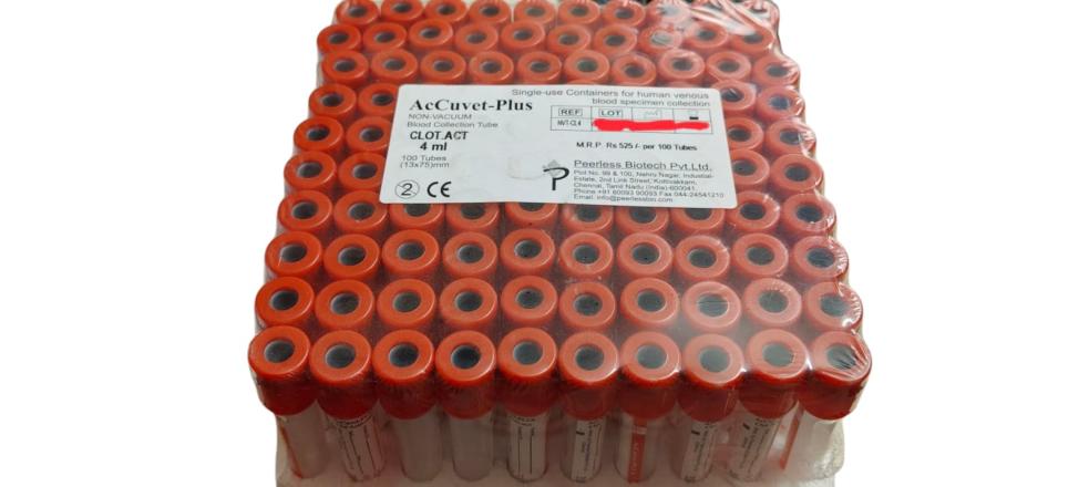 XINLE ACCUVET-PLUS NON VACUUM BLOOD COLLECTION TUBE CLOT ACTIVATOR 4ML PACK SIZE(100TEST)