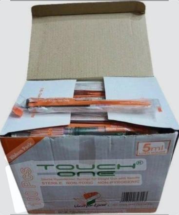 TOUCH ONE STERILE HYPODERMIC SYRINGE FOR USE WITH NEEDLE 5ML 24G PACK SIZE (100PCS)(Touch One)	