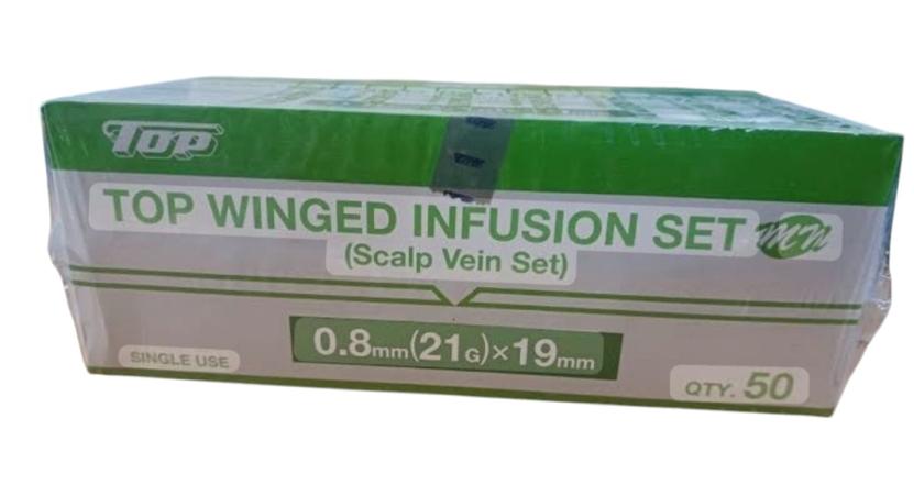 TOP WINGED INFUSION SET SCALP VEIN SET 21G PACK SIZE 50TEST 
