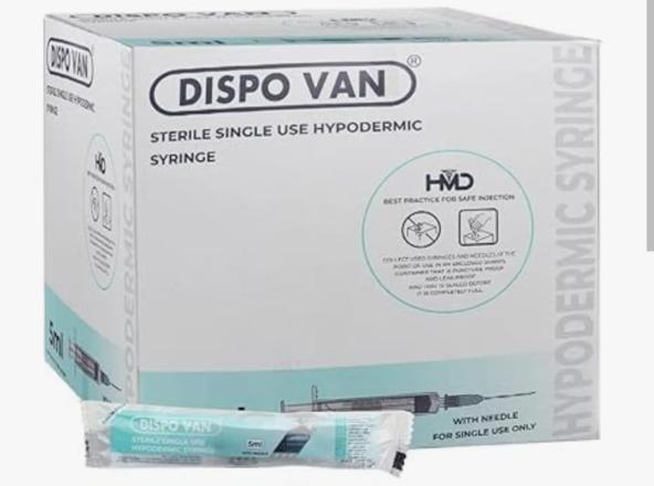 HMD DISPOVAN 5ML 23G SYRINGE WITH NEEDLE PACK SIZE 100PCS
